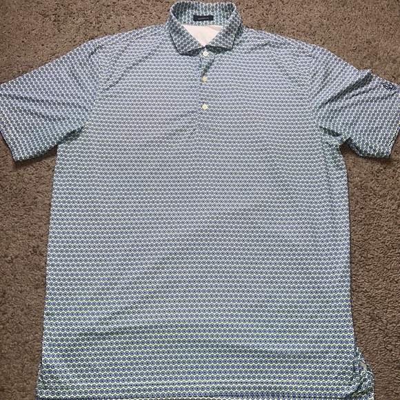 Turtleson Polo Golf Shirt Men's L Blue Geometric Polyester Performance Stretch - Picture 3 of 7